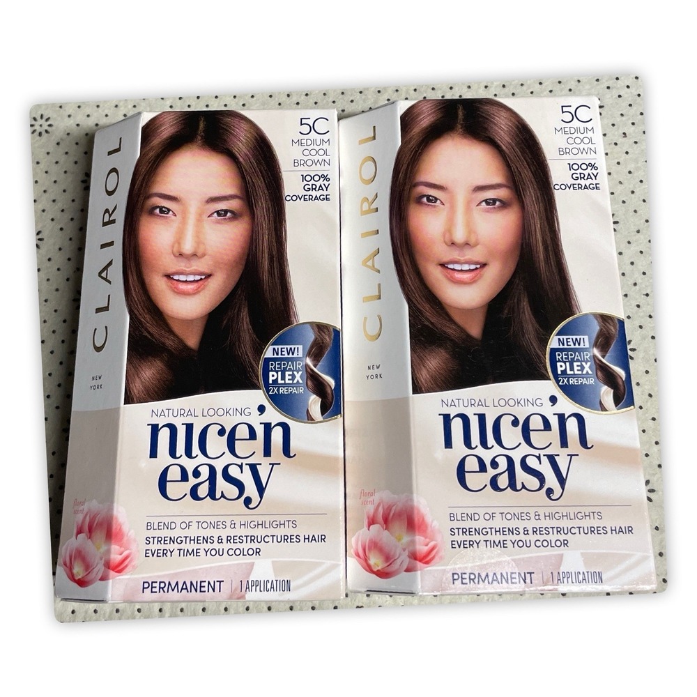 Clairol Nice'n‎ Easy Permanent Hair Color, 5C Medium Cool Brown, Pack Of 2